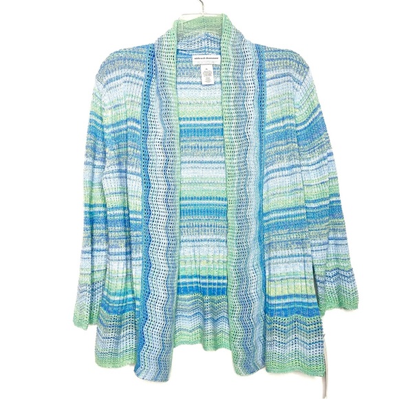 Alfred Dunner Marled Striped Open Front Cardigan PL NWT - Picture 4 of 12